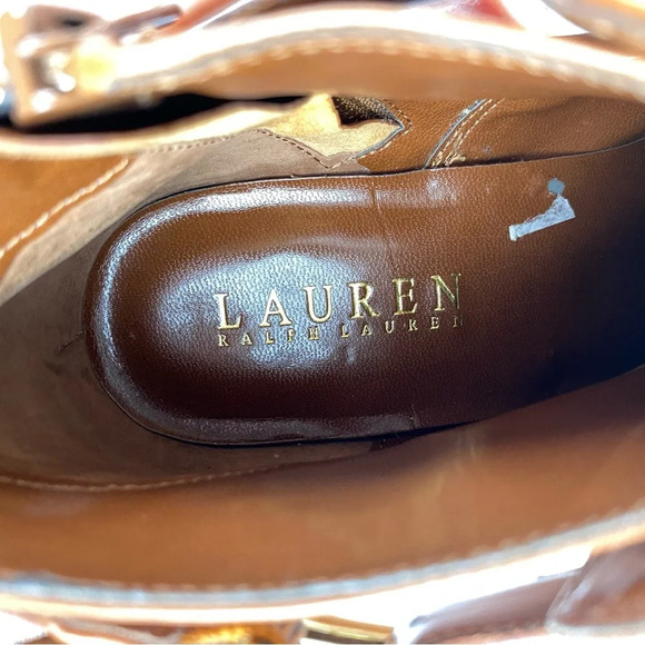 Lauren Ralph Lauren Brown Leather Lorelei Ankle Booties Size 6 - Picture 16 of 16